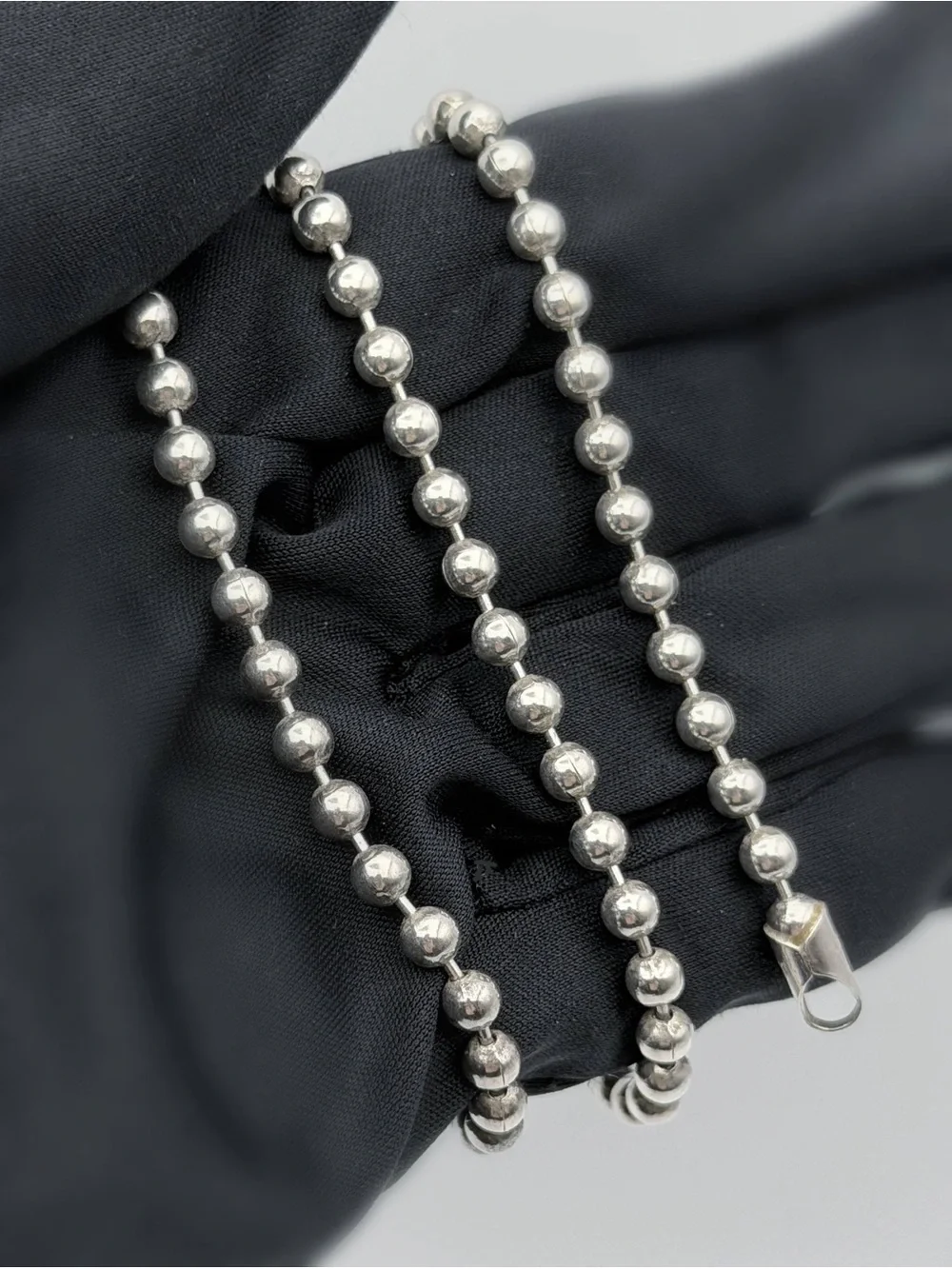 Italy 925 Sterling Silver Ball Link Round Bead Chain Necklace 18.5” 4mm
